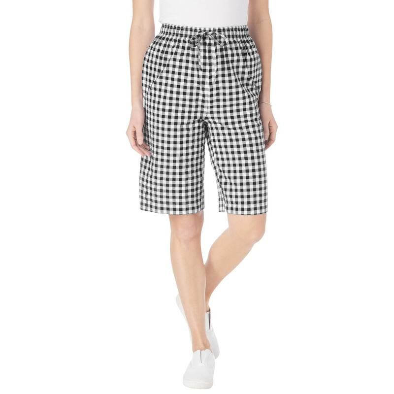 ウーマン ウィズイン レディース ボトムス ハーフパンツ・ショーツ プラスサイズ Woman Within Womens Plusize Seersucker Short Black Gingham ブラック
