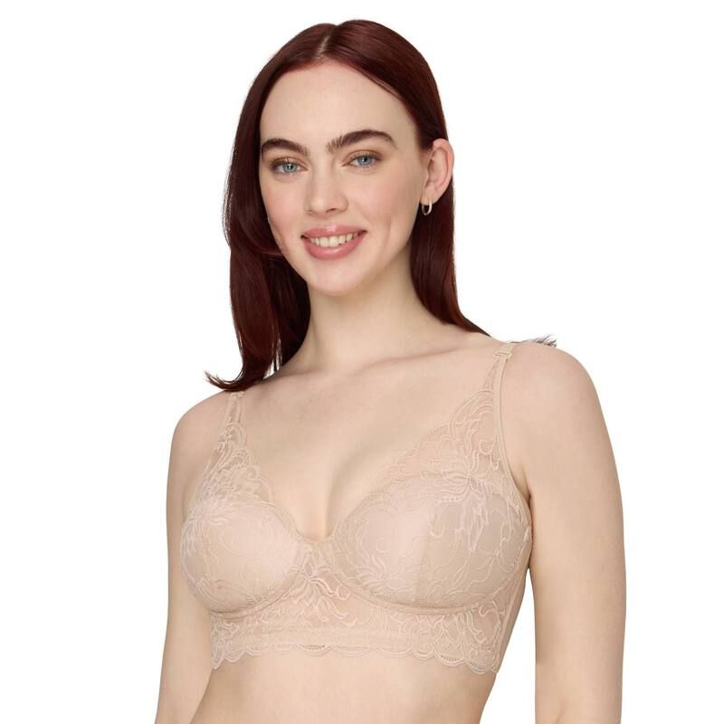 メイデンフォーム レディース アンダーウェア ブラジャー レース Maidenform Lightly Lined Convertible Lace Bralette DM1188 Almond Bloom Lace