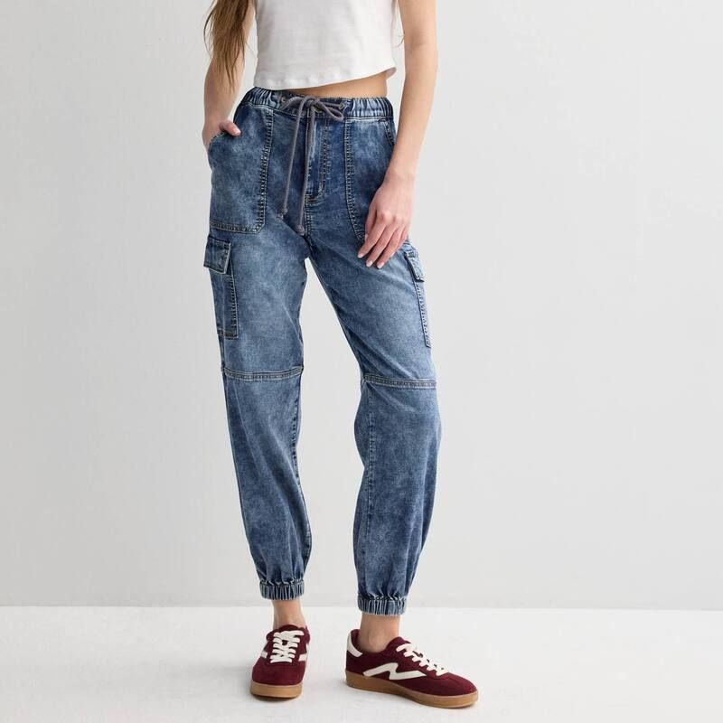 エスオー レディース ボトムス デニムパンツ ジーンズ Juniors SO High Rise Cargo Jogger Jeans Dark