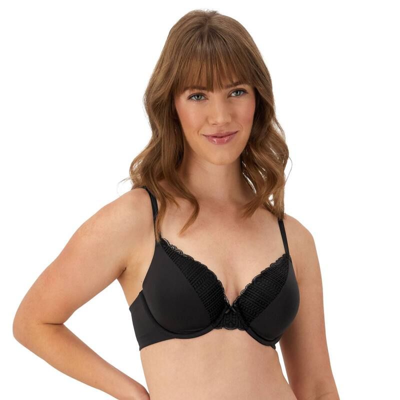 メイデンフォーム レディース アンダーウェア ブラジャー レーストリム レース Maidenform Comfort Devotion Full Coverage Lace Trim Bra 9404 Black ブラック