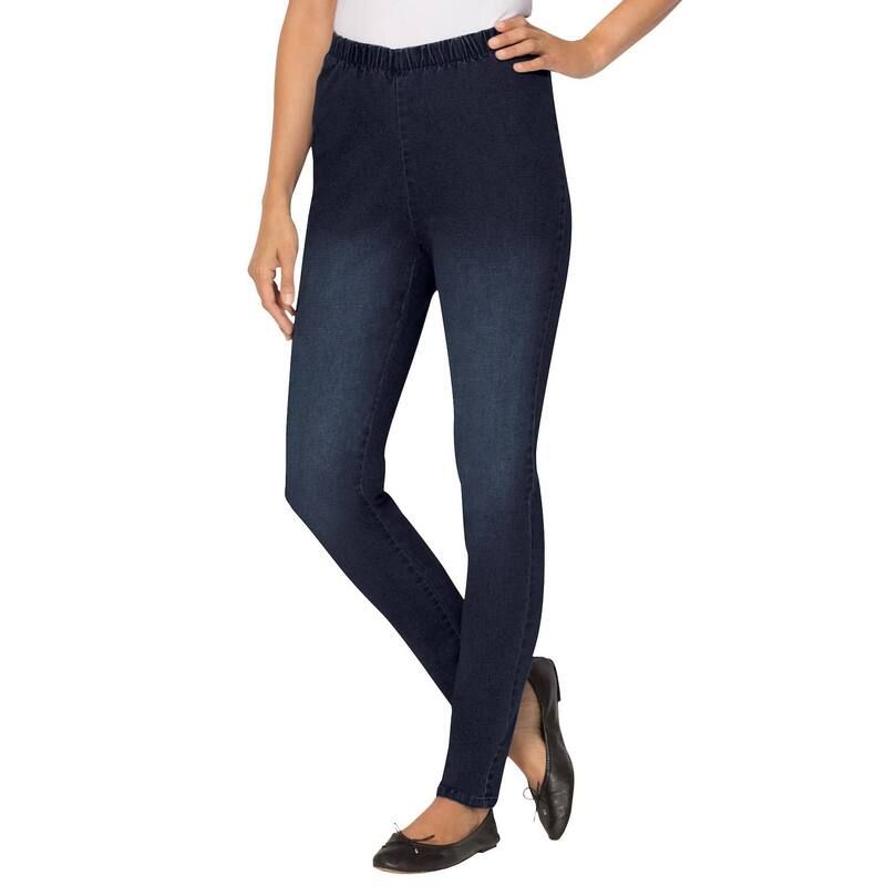 ウーマン ウィズイン レディース ボトムス カジュアルパンツ プラスサイズ プチ デニム Woman Within Womens Plusize Petite Fineline Denim Jegging Indigo Sanded インディゴ