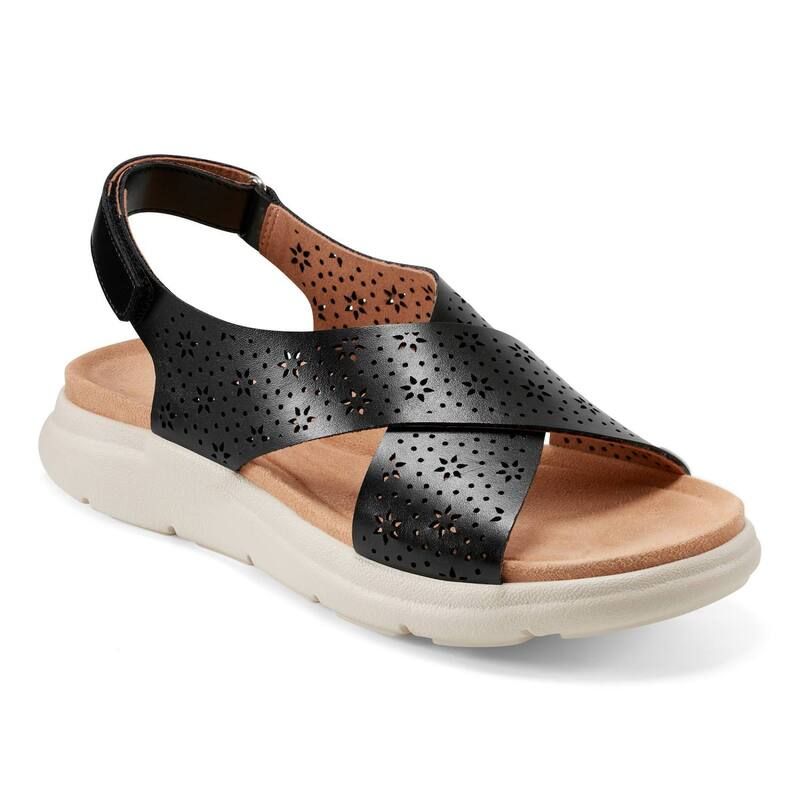 イージースピリット レディース シューズ サンダル Easy Spirit Amiya Womens Perforated CrissCrosstrap Slingback Sandals Black ブラック