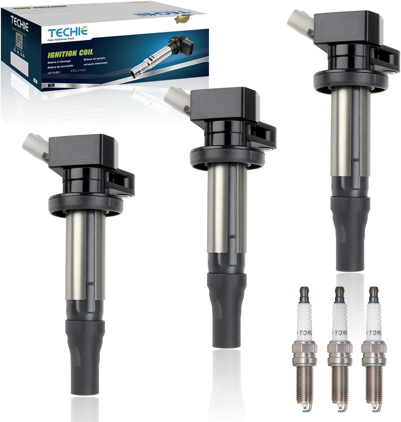 TECHIE 3PCS イグニッションコ3PCS LDK6RTAスパークプラグセットDAIHATSUト タント L375S L385S LA600S LA610S タントエグゼ L455S L465S IC13 純正交換品番:19500-B2050 ...