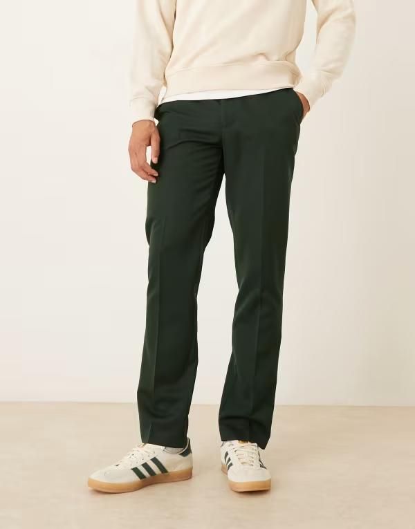 エイソス メンズ ボトムス カジュアルパンツ ASOS DESIGN smart slim pants in dark GREEN グリーン