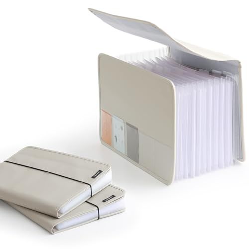 【ボンモマン公式】書類収納ケース ジャバラファイルドキュメントファイル 書類ケース 書類入れ A4 持ち運び 整理 レターケース ファイルケース 収納 お便り プリント 通知表 取説 がばっと開いて見やすい Lサイズ／bon moment (ライトグレー（フt