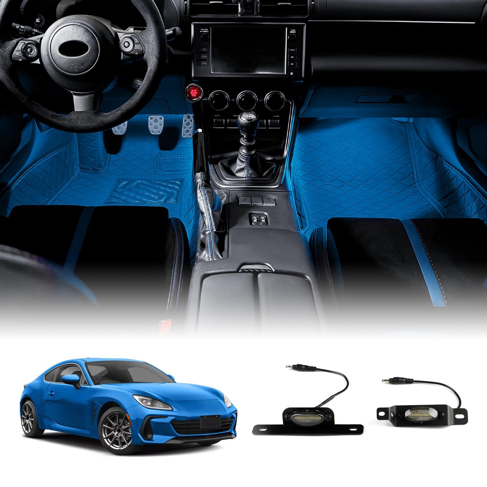 KUNGKIC トヨタ GR86 ZN8 スバル BRZ 専用 LED 雰囲気ライト 足下照明 車内デコレーションライト 車内装飾 フットランプ インテリア アクセサリー 自動点灯 2021 2022 2023 2024 2025 適合 (青い)
