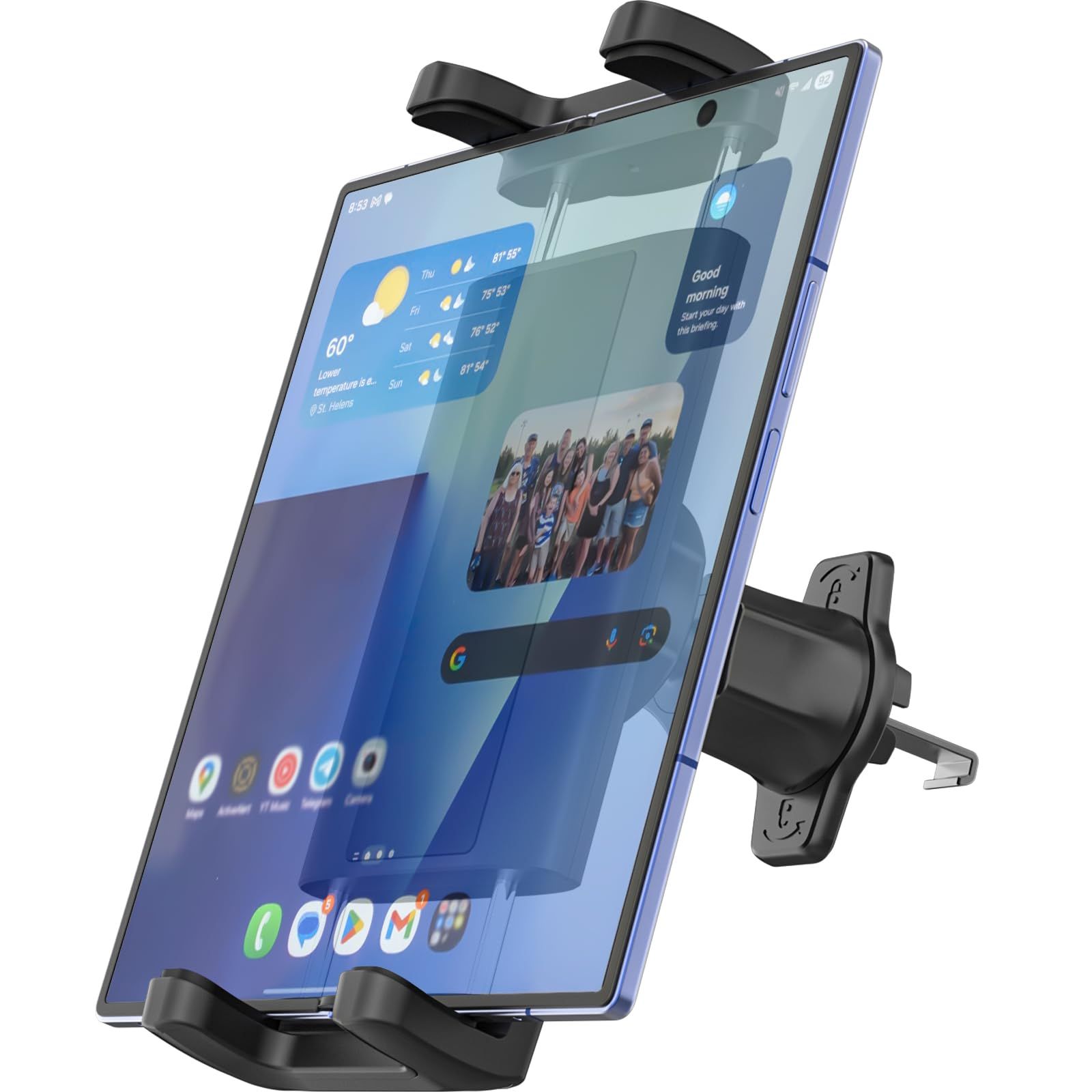 Dosvsi Fold7車載ホルダーエアコン吹き出し口 スマホホルダー 吹き出し口用 折りたたみ式携帯電話マウント 送風口スタンド アップグレードメタルフック 取付簡単 360度調整 安定性 4〜8.3インチタブレット対応 Galaxy Z Fold ...