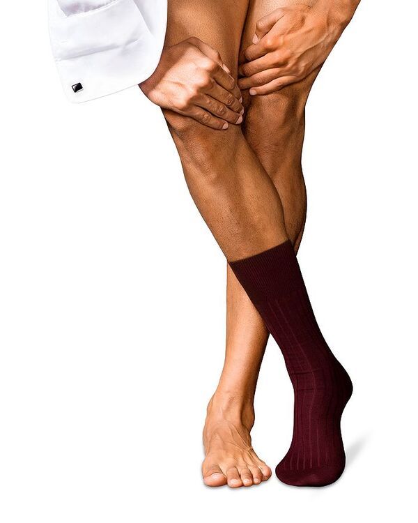 ファルケ メンズ アンダーウェア 靴下 ナイロン コットン Falke No 13 Piuma Cotton Nylon Dress Socks Barolo