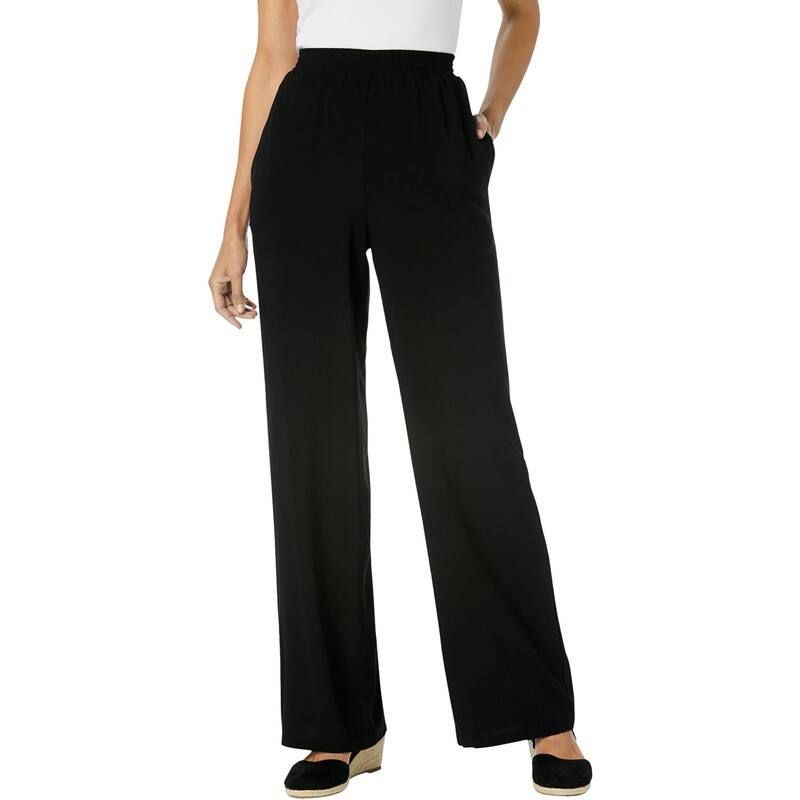 ウーマン ウィズイン レディース ボトムス カジュアルパンツ プラスサイズ プチ Woman Within Plusize Petite PullOn Elastic Waist Soft Pants Black ブラック