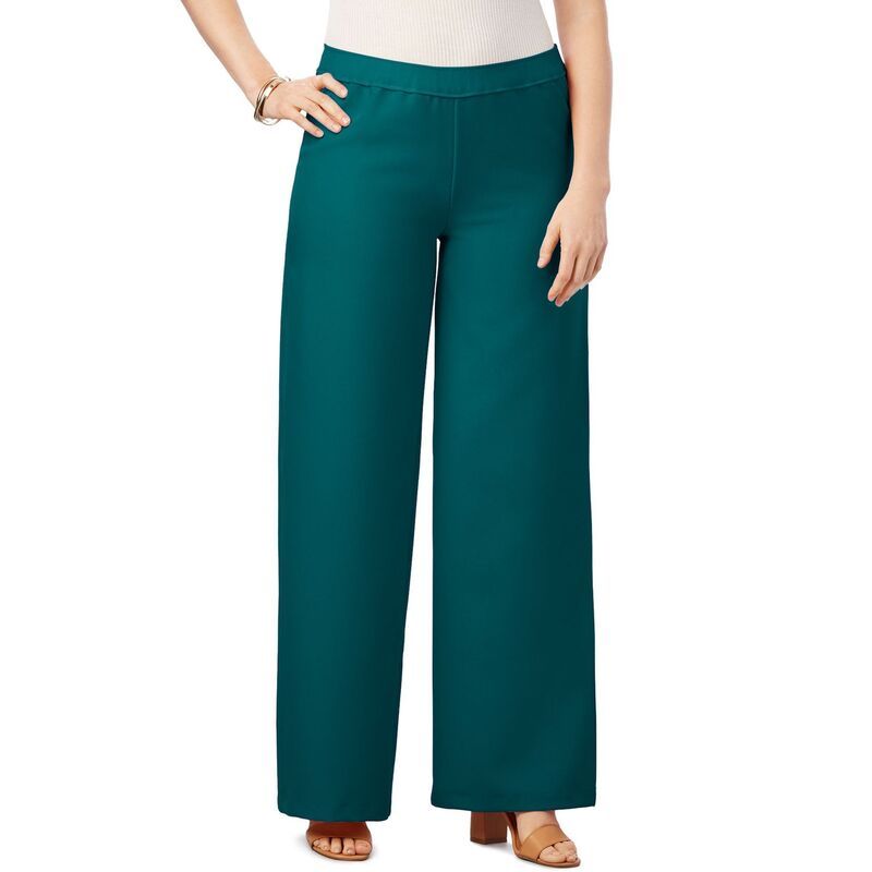 ロアマンズ レディース ボトムス カジュアルパンツ ワイドレッグ プラスサイズ プチ Roamans Womens Plusize Petite Plusize Wide Leg Bend Over Pantropical Teal ティール