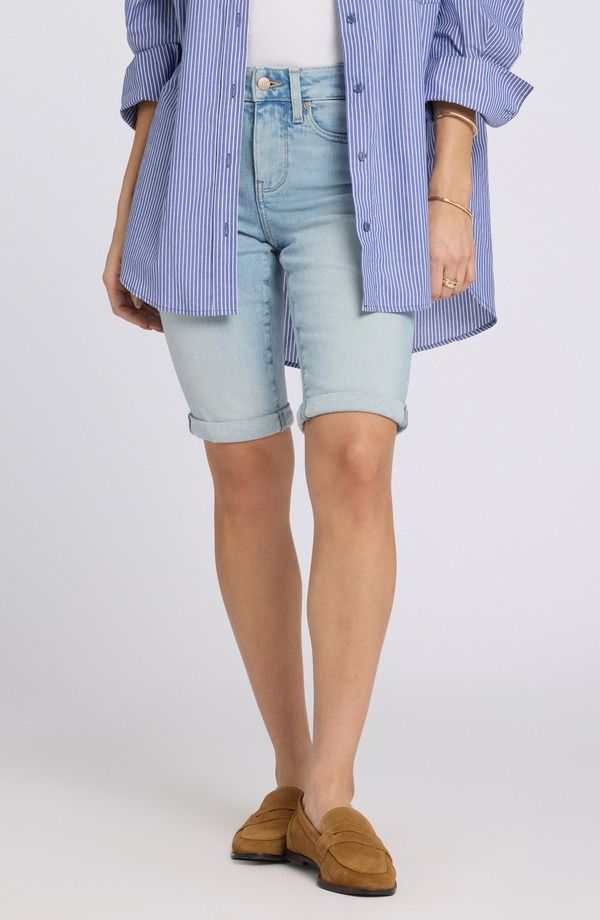 エヌワイディージェイ レディース ボトムス デニムパンツ ショートパンツ NYDJ Briella Roll Cuff Denim Bermuda Shorts Keys View デニム