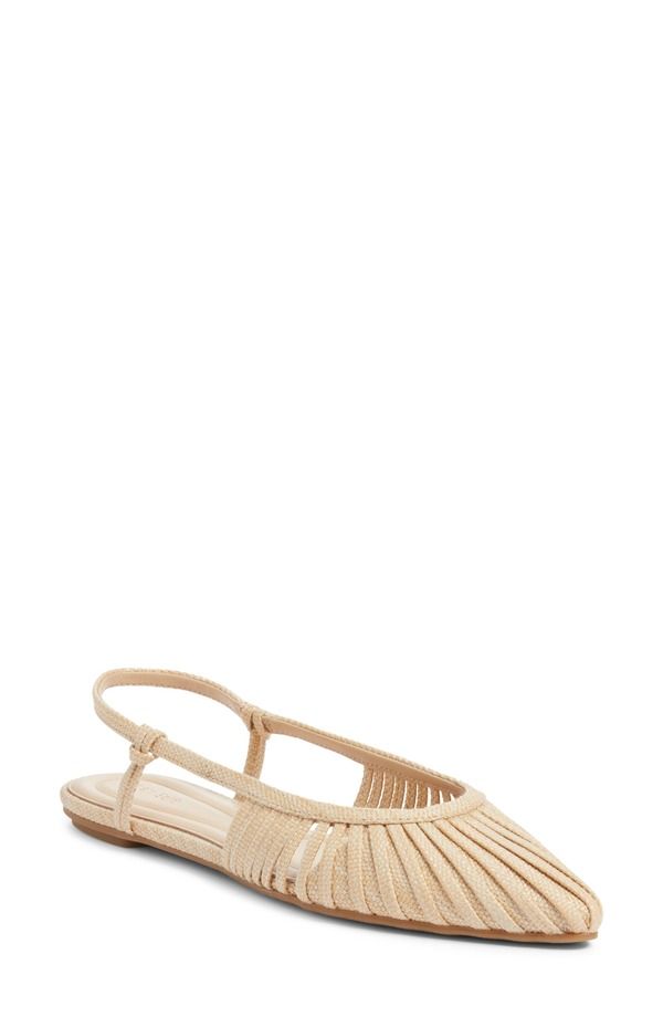 オープンエディット レディース シューズ パンプス Open Edit Kaira Woven Slingback Flat Natural