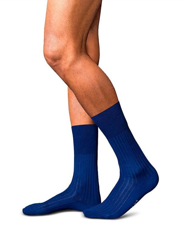 ファルケ メンズ アンダーウェア 靴下 ナイロン コットン Falke No 13 Piuma Cotton Nylon Dress Socks Royal Blue ブルー