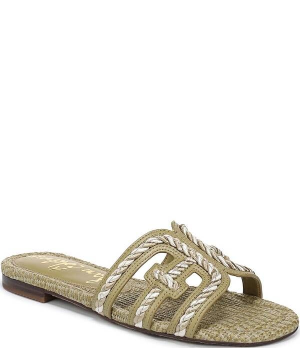 サムエデルマン レディース シューズ パンプス サンダル ロゴ Sam Edelman Bay Raffia Rope Detailedouble Logo Slide Sandals Washed Sage セージ