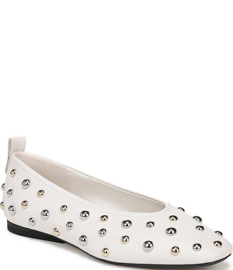 ナチュライザー レディース シューズ パンプス レザー Naturalizer 27 EDIT Carla Stud Leather Square Toe Ballet Flats Warm White ホワイト