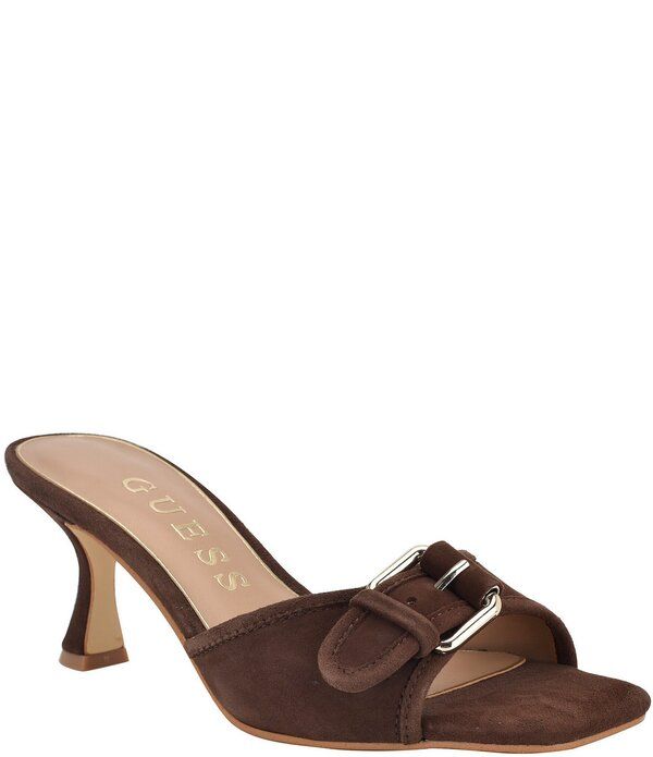 ゲス レディース シューズ サンダル スエード Guess Dista Suede Buckledresslides Dark Brown ブラウン