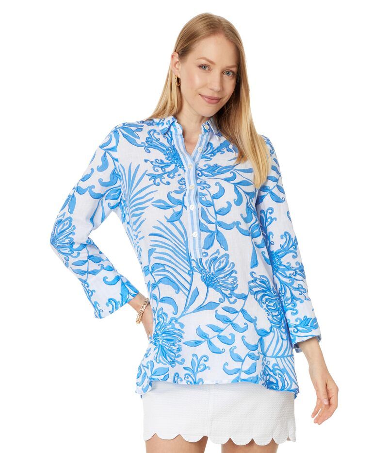 リリーピュリッツァー レディース トップス シャツ プリント Lilly Pulitzeriverlyn Pieced Printunic Resort White Glisten In The Sun ホワイト