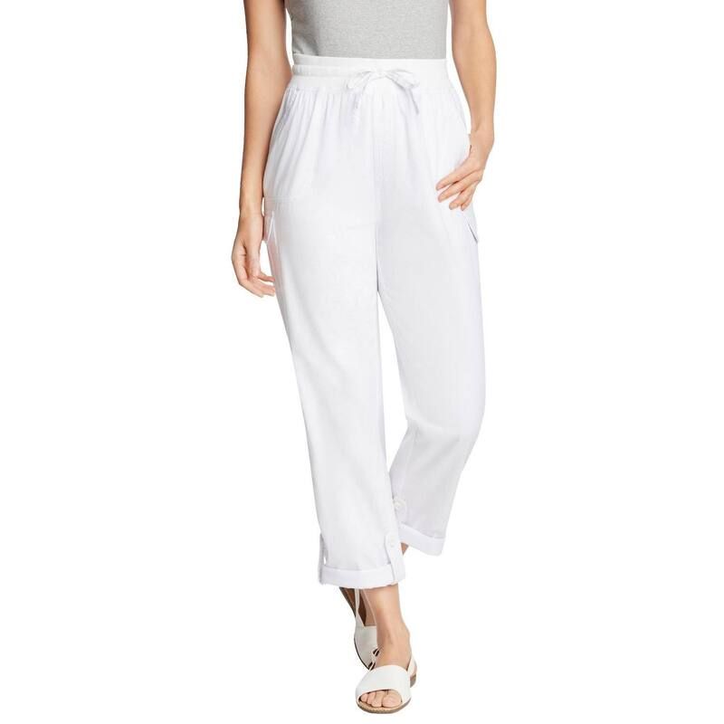 ウーマン ウィズイン レディース ボトムス カジュアルパンツ カーゴパンツ プラスサイズ キャップ Woman Within Plusize Convertiblength Cargo PantCapri White ホワイト