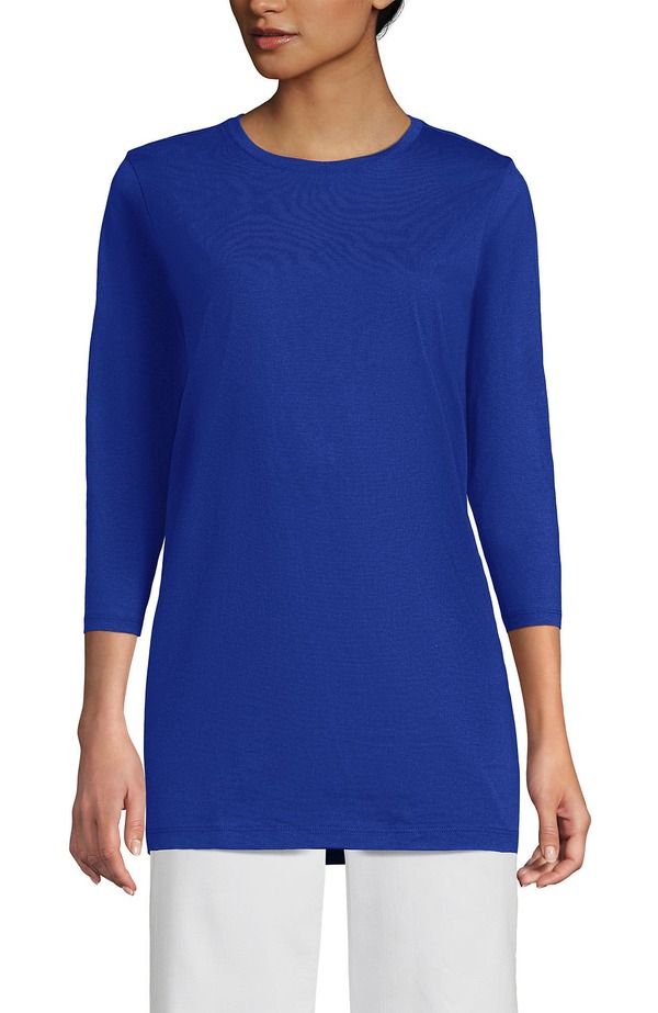 ランズエンド レディース トップス シャツ コットン Lands End 34 Sleeve Cotton Supima Tunic Vibrant Lapis