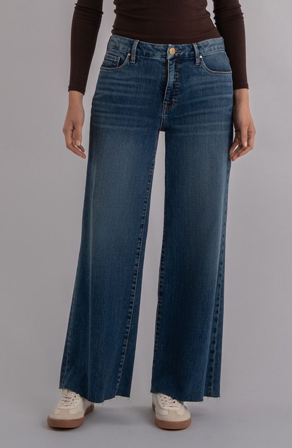カットフロムザクロス レディース ボトムス デニムパンツ ワイドレッグ ハイウエスト ジーンズ KUT from the Kloth Meg Raw Hem High Waist Wide Leg Jeans Rad