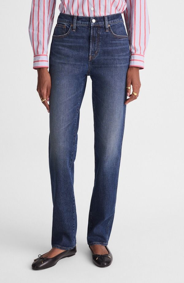 メイドウェル レディース ボトムス デニムパンツ ストレート ジーンズ Madewell The Longline Straight Leg Jeans Midnight Waters Wash