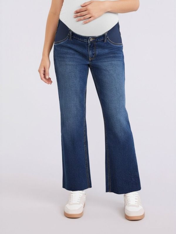 マザーフッドマタニティー レディース ボトムス カジュアルパンツ ワイドレッグ ジーンズ MOTHERHOOD MATERNITY Under the Belly Wide Leg Crop Jeanscion Wash