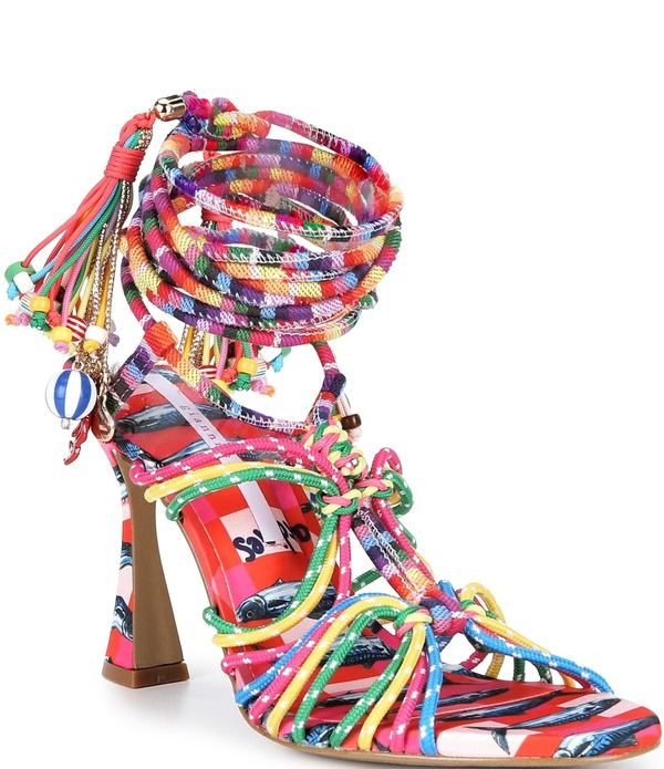 ジャンビニ レディース シューズ ヒール ラップワンピース サンダル アンクル Gianni Bini Haiku Multi Corded Tassel Sardine Detail Ankle Wrap Dressandals Multi マルチカラー