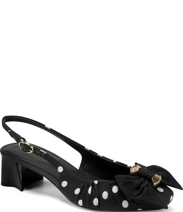 カール ラガーフェルド レディース シューズ ヒール ドット柄 ドット サンダル KARLAGERFELD PARISprouse Polka Dot Bow Slingback Sandals BlackWhite ホワイト