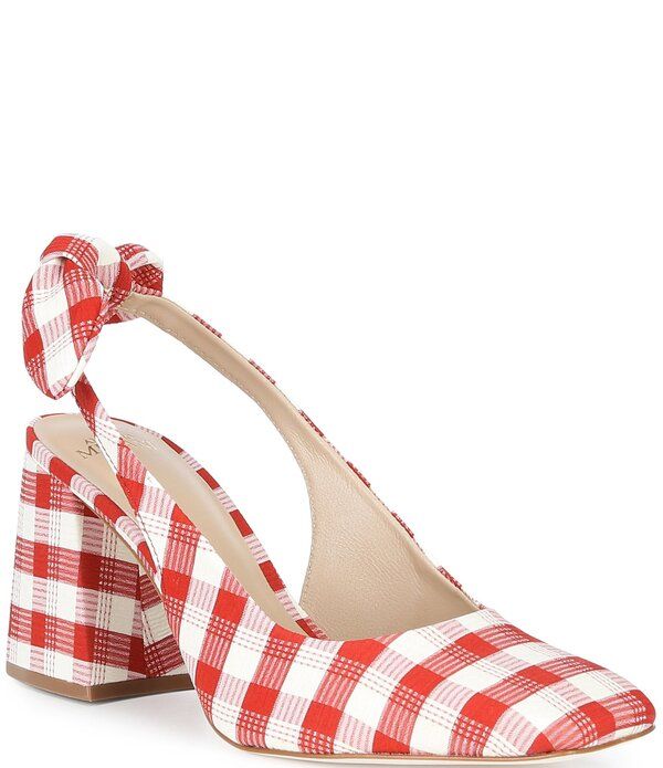 アントニオ メラーニ レディース シューズ ヒール ギンガムチェック ギンガム Antonio Melani Daisy Gingham Knot Slingback Block Heel Pumps RedIvory アイボリー
