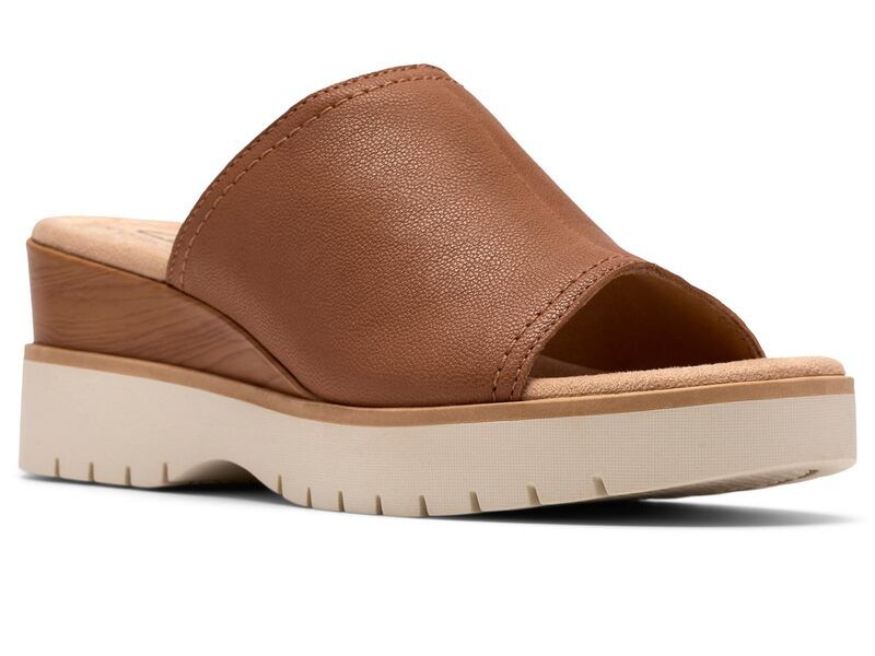 クラークス レディース シューズ ヒール Clarks Diaz Slide Tan Leather タン