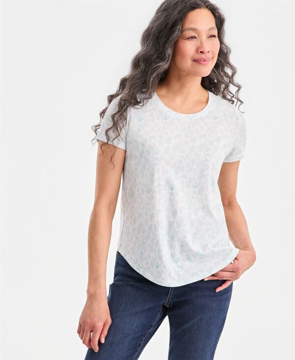 スタイルアンドコー レディース トップス Tシャツ クルーネック プリント 半袖 Style Co Womens Printed ShortSleeve Crewneck TShirt Macys Exclusive Bright White ホワイト