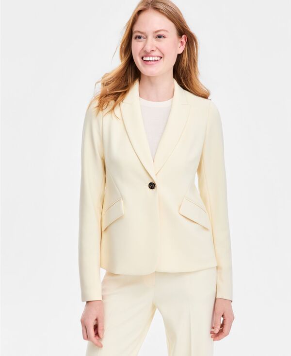 アンクライン レディース アウター ジャケット・ブルゾン プチ ブレザー Anne Klein Womens Fitted Peak Lapel OneButton Blazeregular Petite Whisper Yellow イエロー