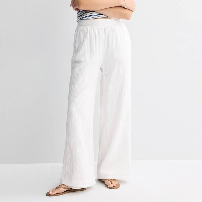 エスオー レディース ボトムス カジュアルパンツ Juniors SO High Rise Double Gauze Pants Modern White ホワイト
