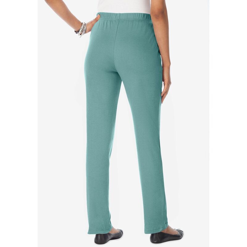 【送料無料】 ロアマンズ レディース カジュアルパンツ ボトムス Roamans Womens Plus Size Soft Knit Relaxed PullOn Straight Leg Pant Pink Burst