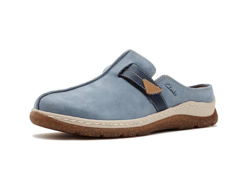 クラークス レディース シューズ スリッポン・ローファー Clarks Orlene Clogs Denim Blue Nubu デニム