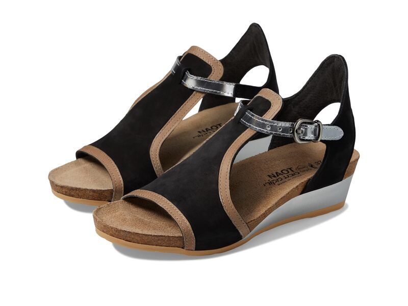 ナオト レディース シューズ ブーツ・レインブーツ Naot Fiona Black Velvet NubuckKhaki Beige LeatherSilver Mirror Leather ブラック