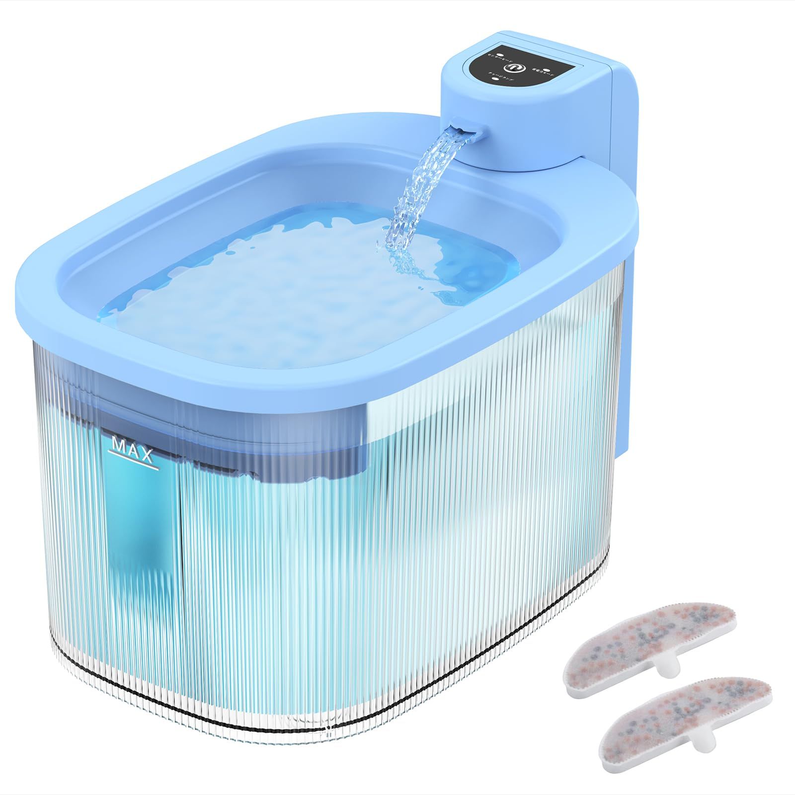 【新品】猫 水飲み器 自動給水器 ピュアクリスタル コードレス スマートセンサー搭載 2.5L大容量タンク 内蔵バッテリー【5000mAh大容量】 (ブルー) d84ed8cc