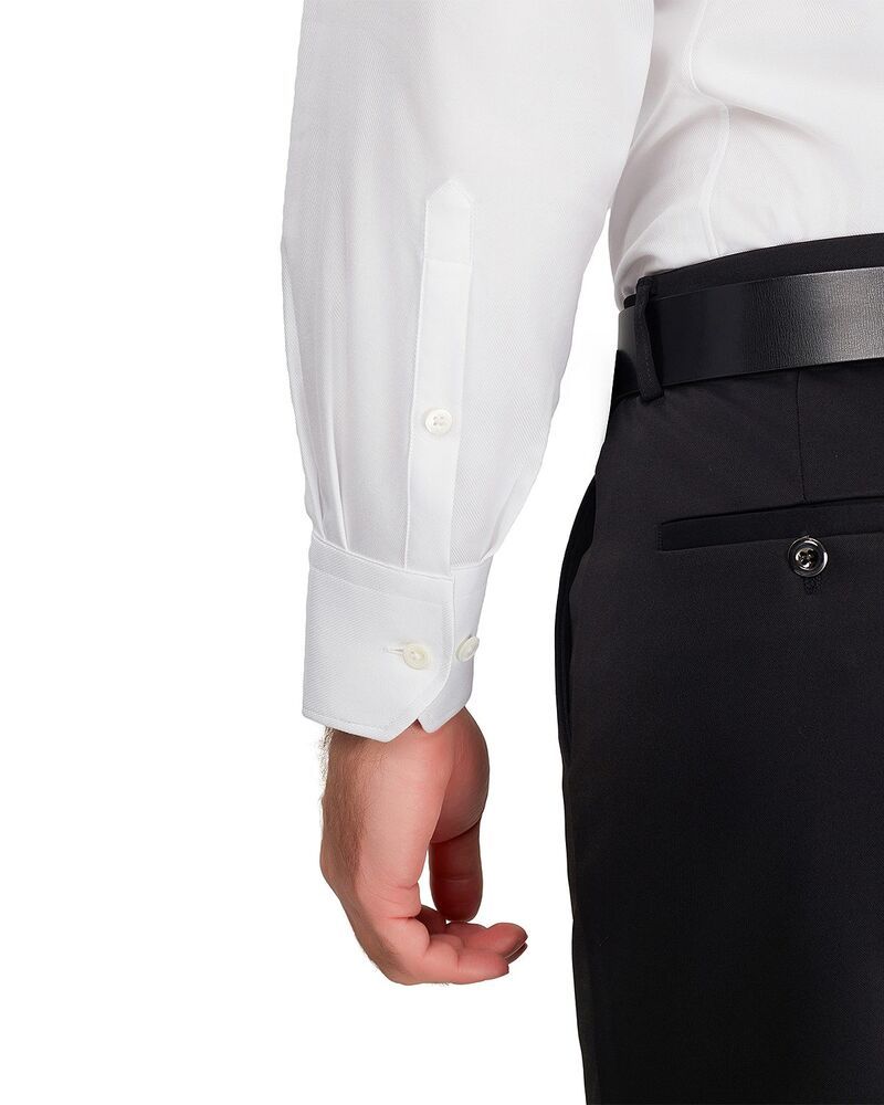 トーマスピンク メンズ トップス シャツ Thomas Pink Fly Front French Cufformal Diagonal Textured Solidresshirt White ホワイト