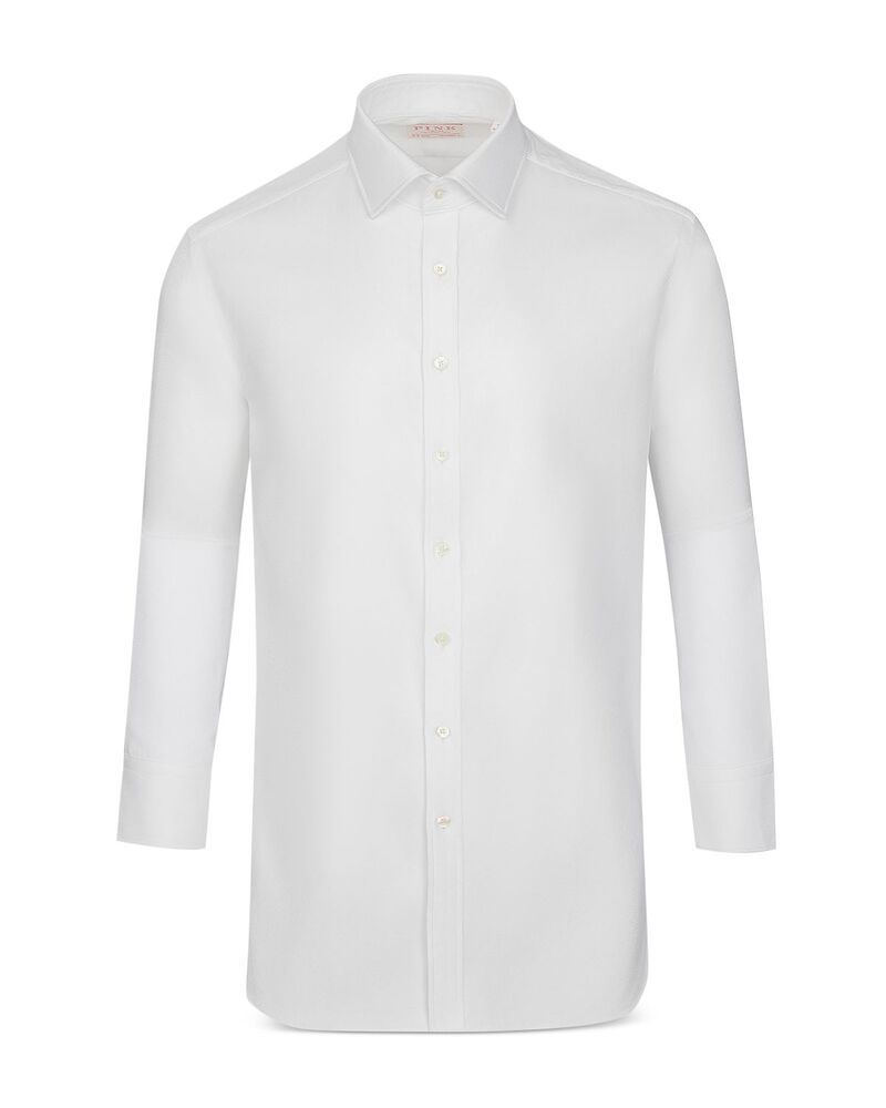 トーマスピンク メンズ トップス シャツ Thomas Pink Fly Front French Cufformal Diagonal Textured Solidresshirt White ホワイト