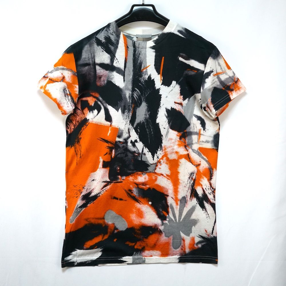 DIOR HOMME ディオールオム グラフィック コットン Tシャツ オレンジ ブラック ホワイト XXSサイズ 333J660I2902