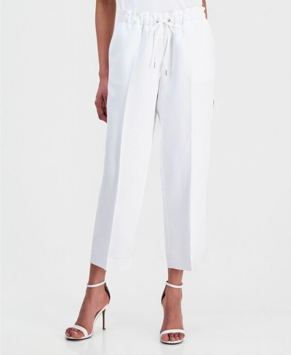 アンクライン レディース ボトムス カジュアルパンツ リネン Anne Klein Womens Drawstring LinenBlend Pants Crisp White ホワイト