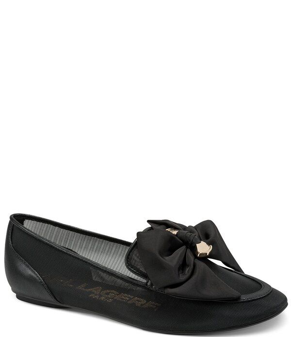 カール ラガーフェルド レディース シューズ スリッポン・ローファー KARLAGERFELD PARIS Vasilisa Bow Slip On Flats Black ブラック