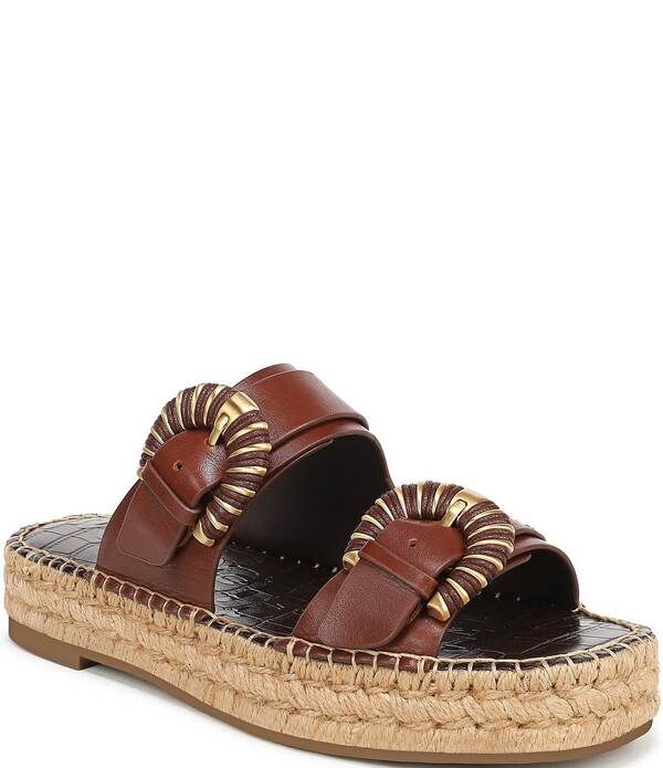 サムエデルマン レディース シューズ パンプス プラットフォーム サンダル レザー Sam Edelman Tabbey Leather Buckle Detail Espadrille Platform Slide Sandals Burnt Brandy