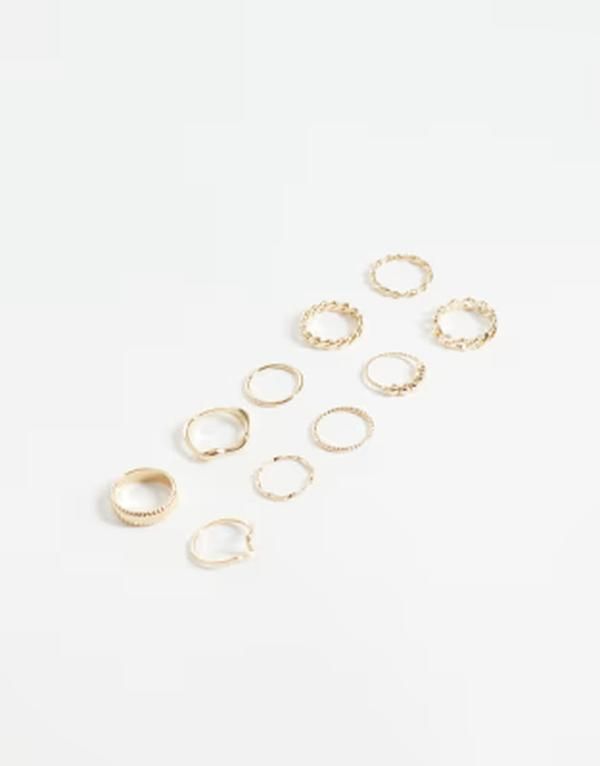 エイソス レディース アクセサリー リング ASOS DESIGN multipack of mixed rings tone GOLD ゴールド