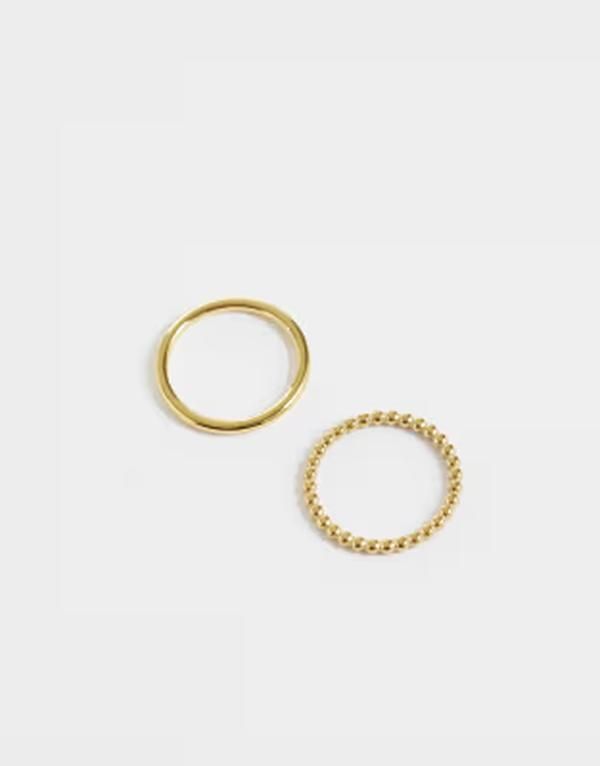エイソス レディース アクセサリー リング Tシャツ ASOS DESIGN waterproof stainlessteel multipack of stacking rings tone GOLD ゴールド