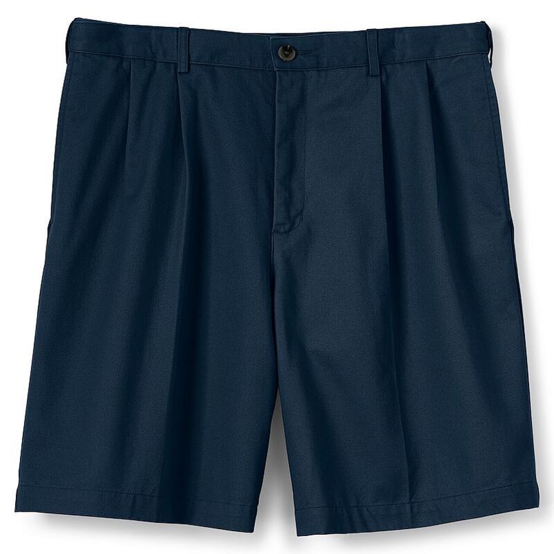 ランズエンド メンズ ボトムス ハーフパンツ・ショーツ プリーツ ショートパンツ Mens Lands End Comfort Waist 9inch NoIron Pleated Chino Shorts Pale Slate Blue スレート
