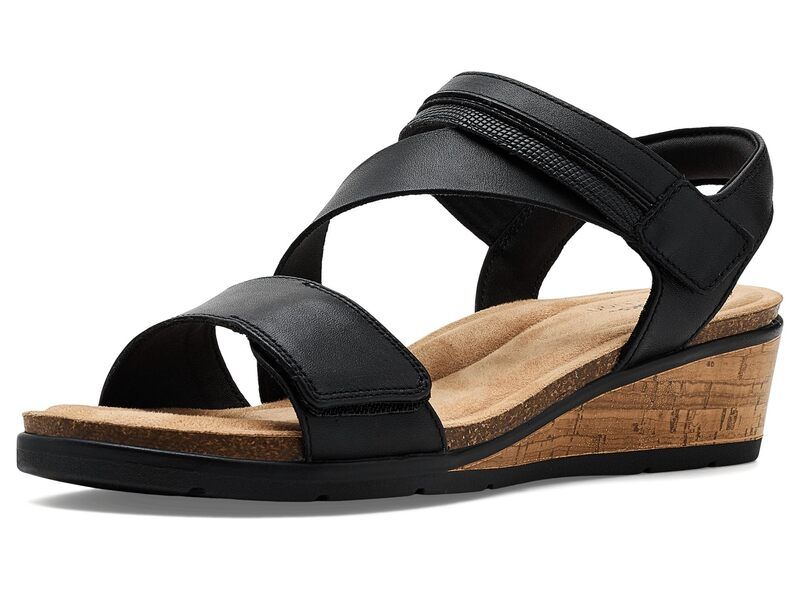 クラークス レディース シューズ ヒール Clarks Kacha Wave Black Leather ブラック