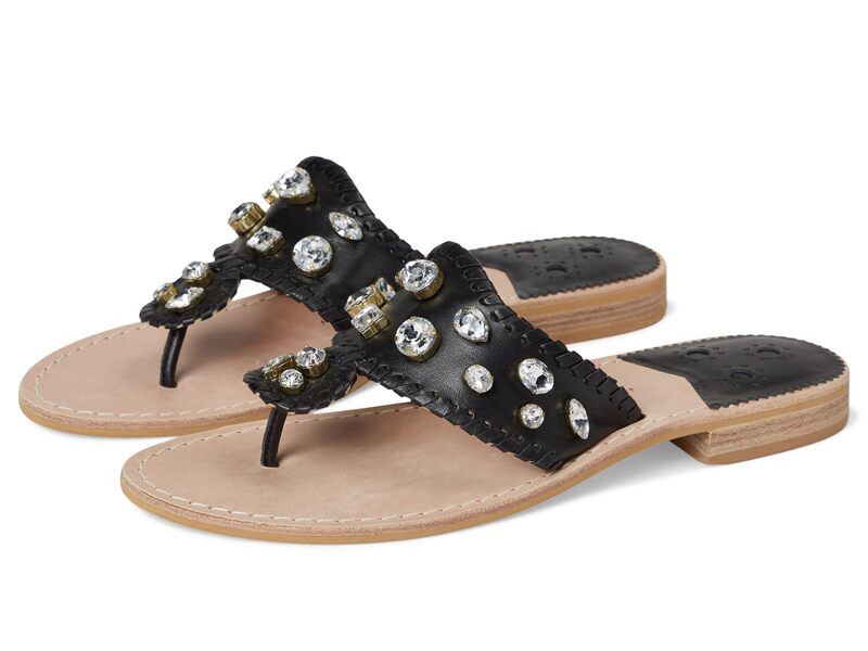 ジャックロジャース レディース シューズ サンダル Jack Rogers Jacks Flat Jeweled Sandals Black ブラック