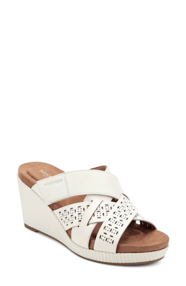 ロックポート レディース シューズ ヒール プラットフォーム サンダル Rockport Britta Platform Wedge Slide Sandal Ivory アイボリー