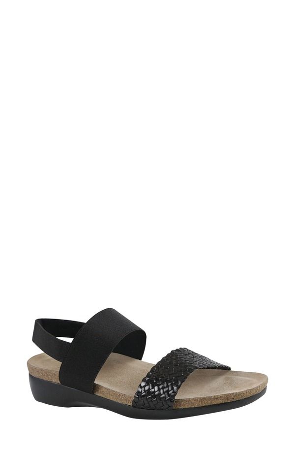 ムンロー レディース シューズ ヒール サンダル Munro Piscesandal Black Woven Leather ブラック